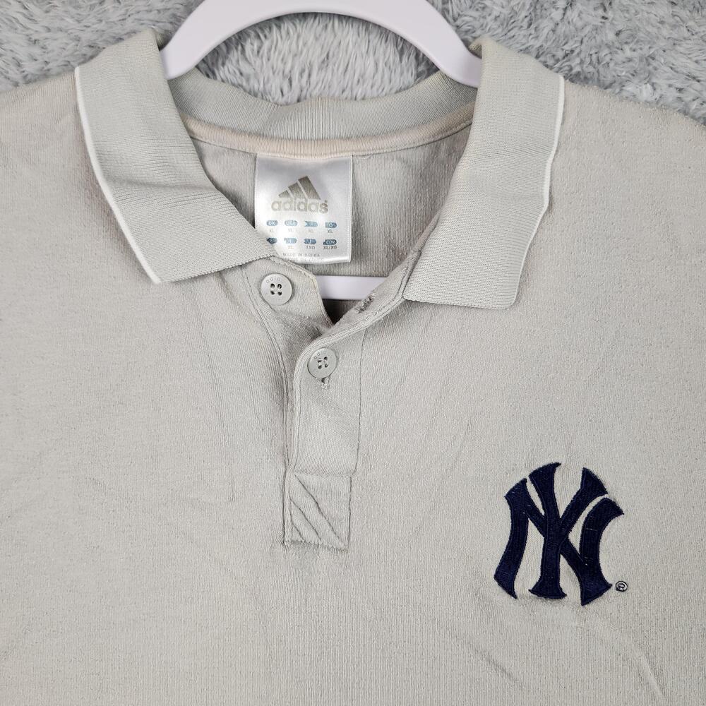 Vintage New York Yankees Polo Shirt Mens XL Gray MLB Baseball Logo Embroidered